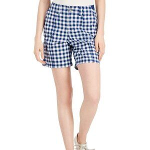 Style & Co Blue & White Gingham Zig Zag Cargo Pocket Shorts